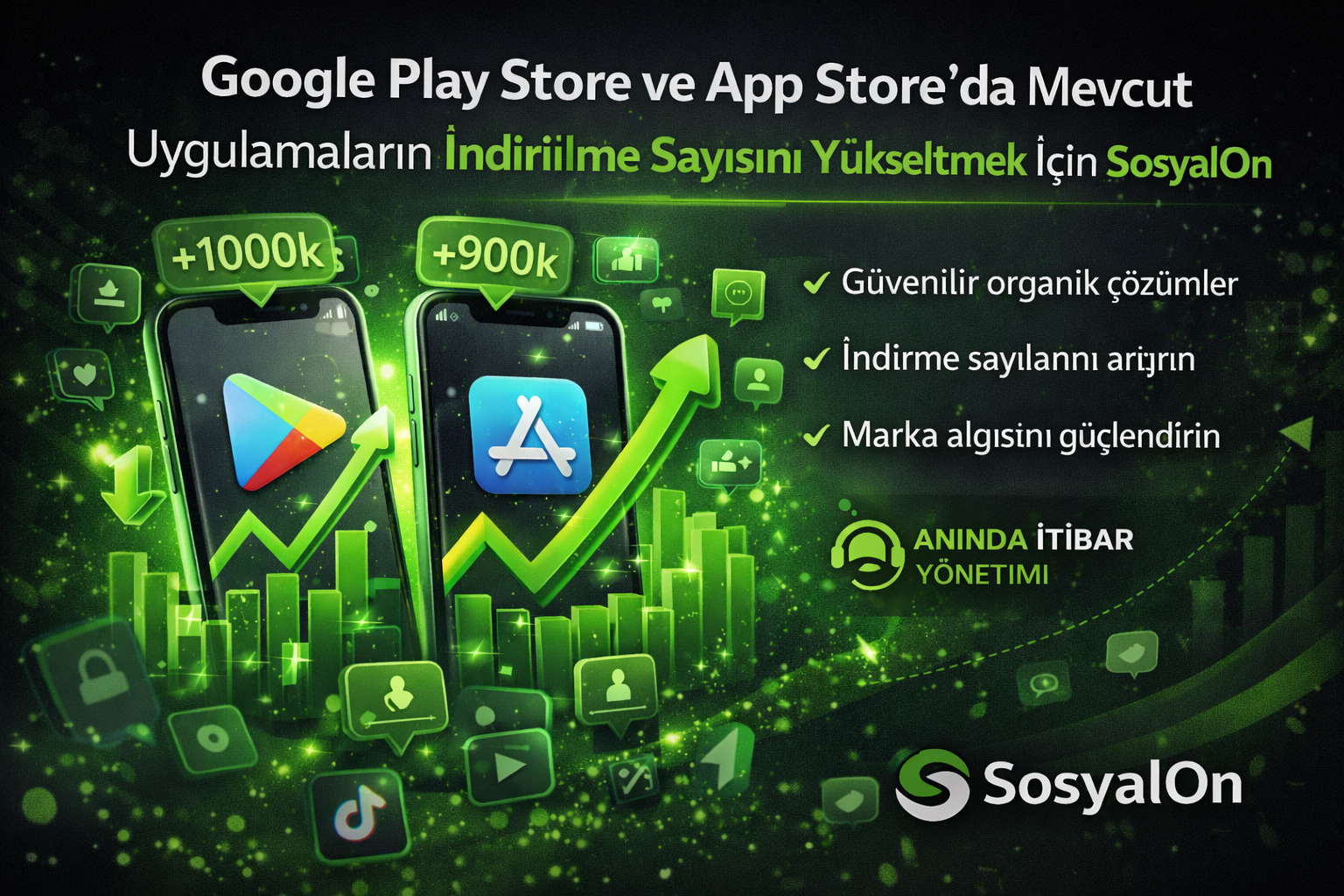 Google Play Store ve App Store’da Mevcut Uygulamaların İndirilme Sayısını Yükseltmek İçin SosyalOn